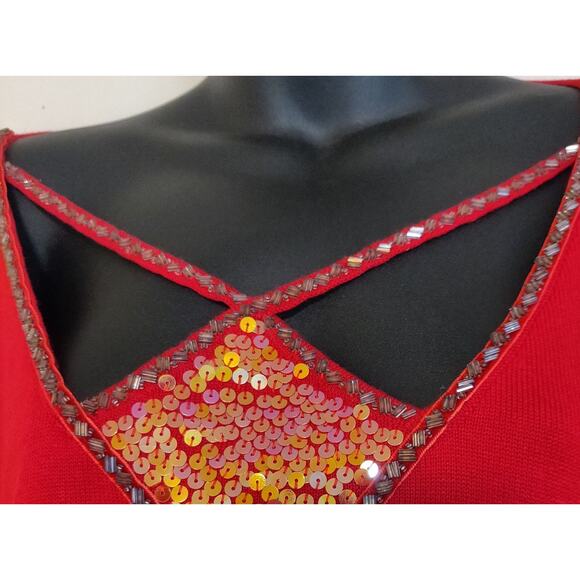 Bob Mackie Wearable Art Sweater PLUS Sz 3X Red Sequinned Embellishments QVC - Picture 7 of 16